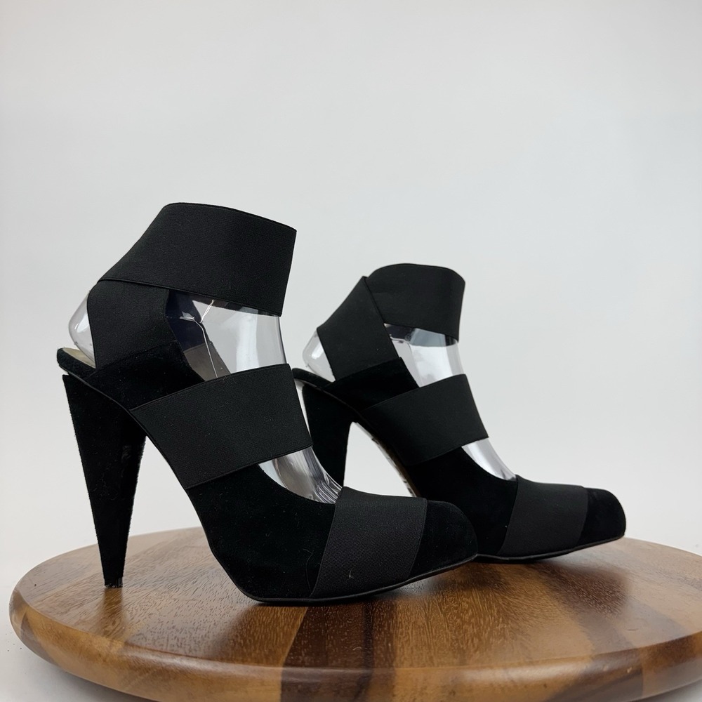 Womens Acne Studios Black Suede Pointed Toe‎ Ankle Strap Pumps Heels Size EU 40
